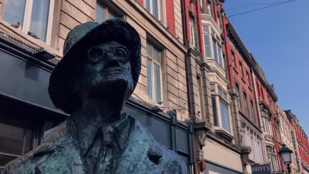 Dublin Irlanda 2019A Estátua James Joyce — Vídeo de Stock