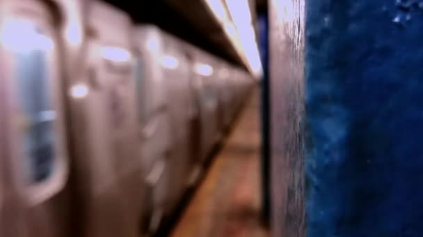 Icônico Underground Nova York Fora Foco Depois Foco Sem Pessoas — Vídeo de Stock