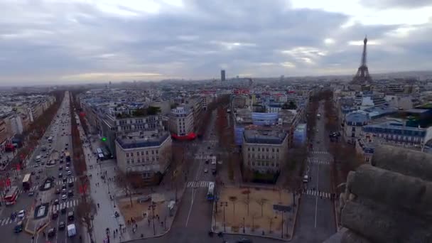 Une Hyperlapse Arche Triomphe Des Rues Foule Paris — Video