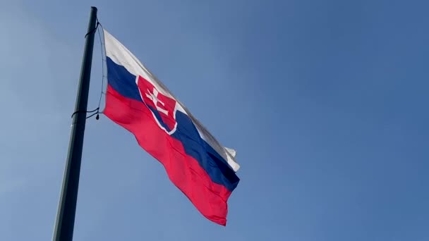 Uma Bandeira Eslovaca Acenando Dia Ventoso — Vídeo de Stock