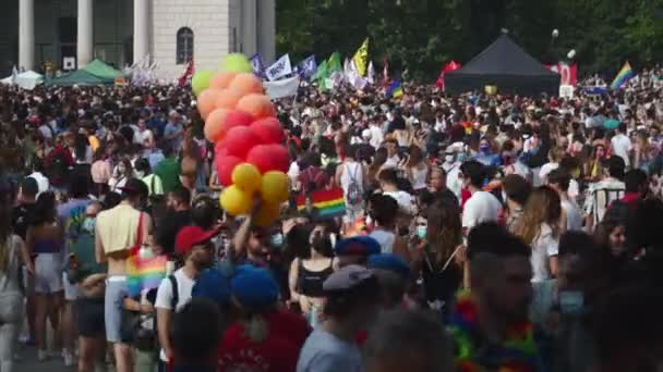 Milánó Olaszország 2021The 2021 Milánó Büszkélkedhet Forgalmas Tér Parco Sempione — Stock videók