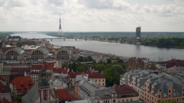 Vista Aerea Del Centro Della Città Riga Capitale Della Lettonia — Video Stock