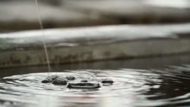 Extreme Close Water Surface Fountain Bubbles Royalty Free Stock Footage