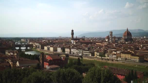 High View Florence Arno River Sunny Beautiful Day Royalty Free Stock Footage