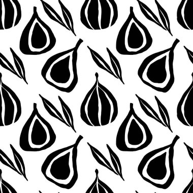 Kusursuz incir deseni. Kesme biçiminde mürekkep botanik ögeleri.