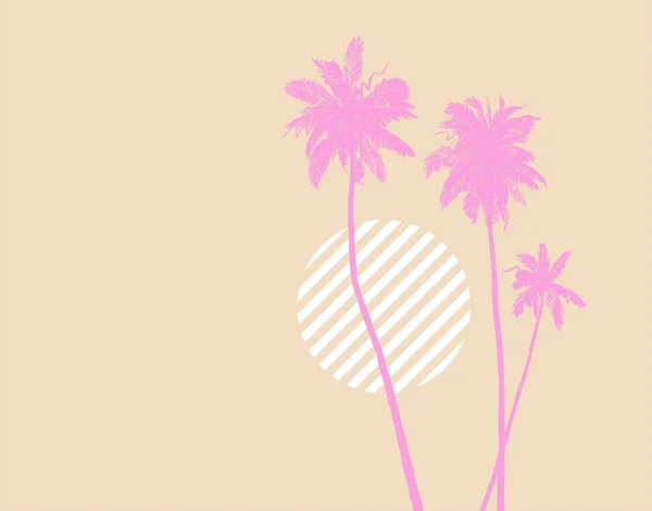 Fond Tropical Minimal Illustration Abstraite Avec Croquis Palmiers Forme Géométrique — Image vectorielle