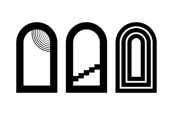 Conjunto Elementos Arco Estilo Boho Para Diseño Logotipo Póster Aislado — Archivo Imágenes Vectoriales