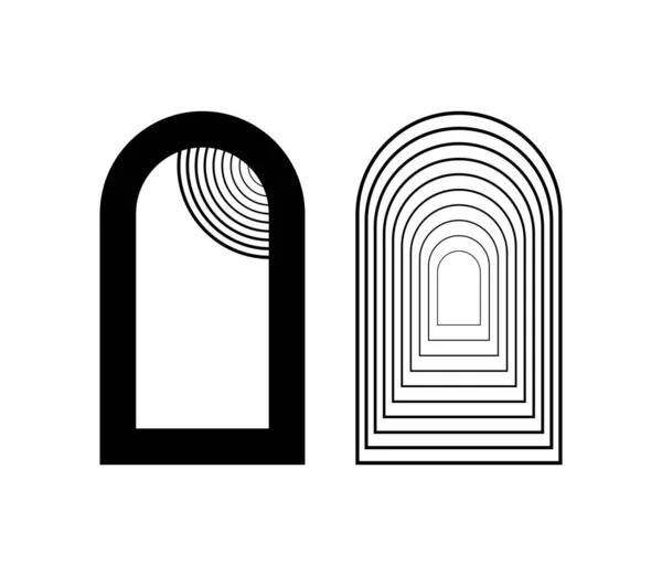 Комплект Арки Стиле Бохо Логотипа Дизайна Плаката Изолированный Белом Фоне — стоковый вектор