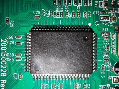 Yüksek teknolojili dijital elektronik, çip, makine öğrenme ve yapay zeka konsepti üzerine kopyalama alanı. Robot Kolu, Otomatik Sürücü Araçları, Elektronik Ekipman Çipleri için AI Chipset