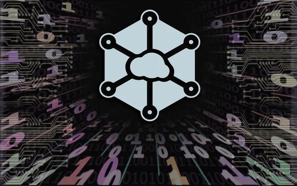 黒の背景にバイナリコードのトンネル 中央銀行のデジタル通貨の概念 Storj暗号署名 — ストック写真