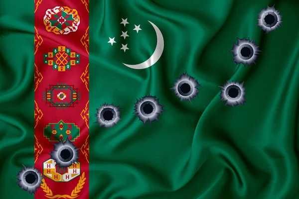 Σημαία Τουρκμενιστάν Κοντινό Πλάνο Για Κυματισμό Υφής Φόντου Τρύπες Από — Φωτογραφία Αρχείου