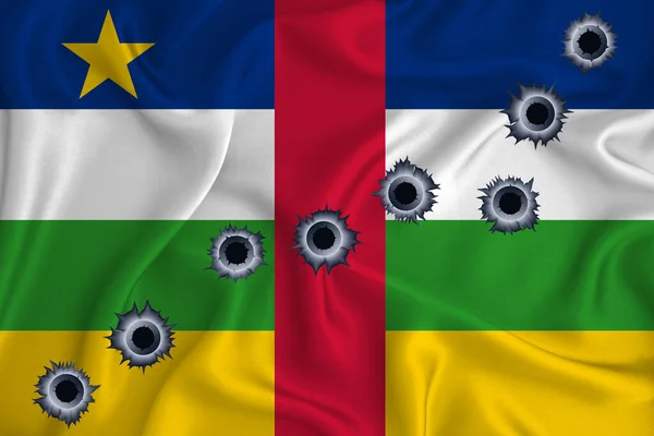 Central African Republic Flag Close Shot Waving Background Texture Bullet — Foto Stock