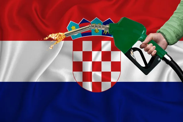 Bandera Croacia Primer Plano Sobre Textura Fondo Ondulante Con Boquilla — Foto de Stock