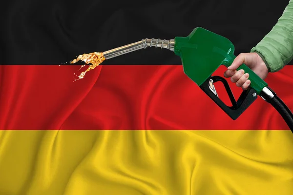 Bandera Alemania Primer Plano Sobre Textura Fondo Ondulante Con Boquilla —  Fotos de Stock