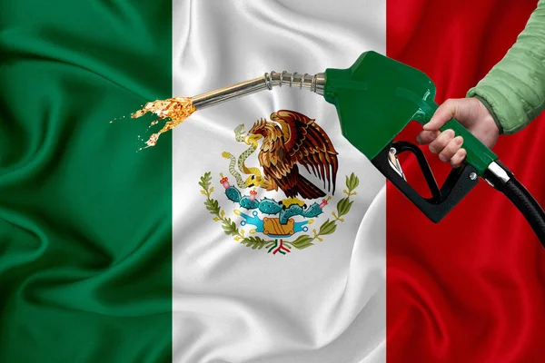 Bandera México Primer Plano Sobre Textura Fondo Ondulante Con Boquilla — Foto de Stock