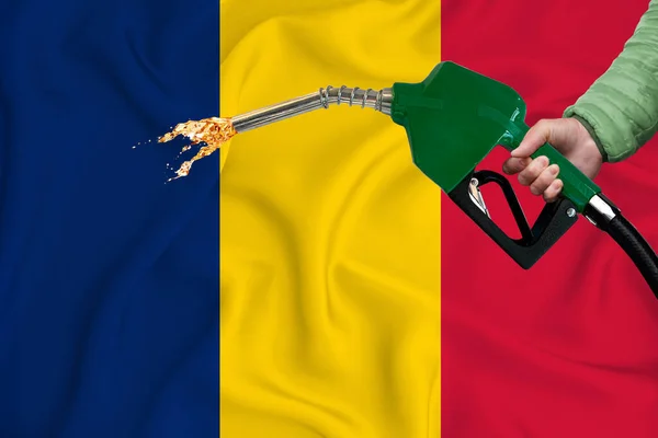 Romania Flag Close Shot Pada Melambaikan Tekstur Latar Belakang Dengan — Stok Foto