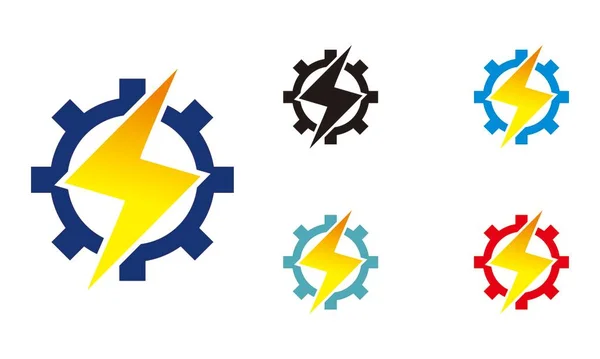 Logotipos Relâmpagos Engrenagens Que Podem Ser Usados Para Logotipos Ícones — Vetor de Stock