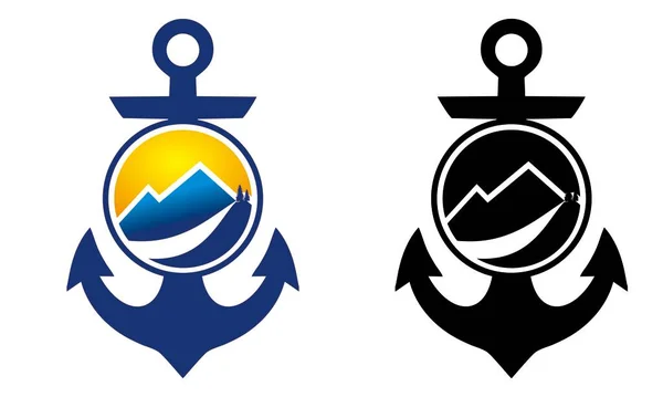 Sea Mountain Logos Which Can Used Logos Web Icons — Stock Vector