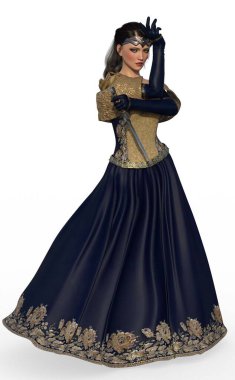 Bir prensesin hançerli 3D görüntüsü.