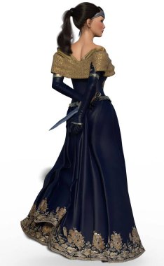 Bir prensesin hançerli 3D görüntüsü.