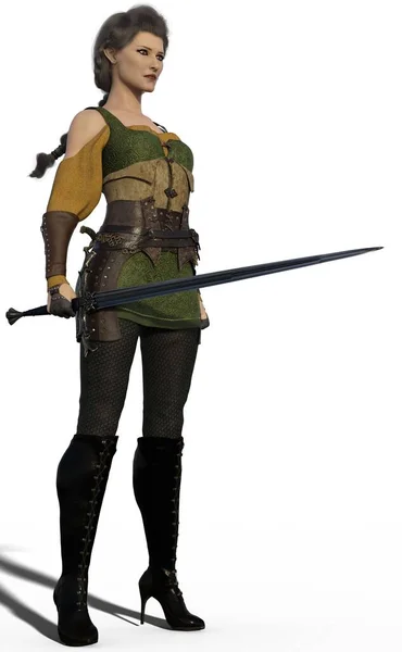 Representación Una Mujer Con Espada — Foto de Stock