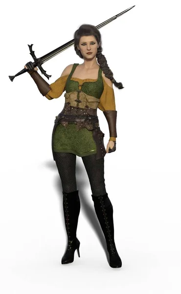 Representación Una Mujer Con Espada — Foto de Stock