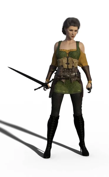 Render Female Soldier Sword — Stockfoto