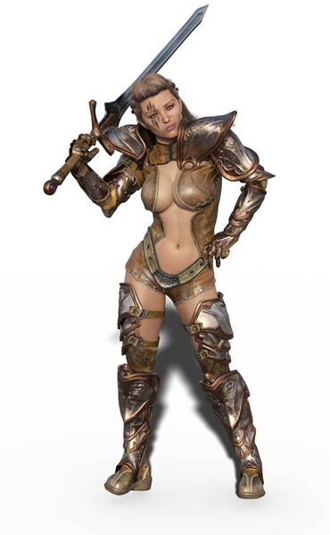 3d render of a female knight
