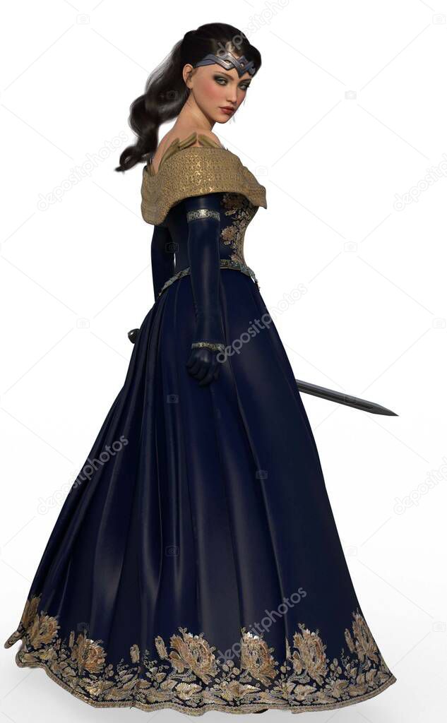 3d render of a princess with a dagger