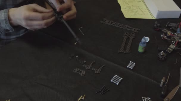 Fpv Kuadkopteri Için Karbon Çerçeve Montajı Inç Masada Siyah Çerçeve — Stok video