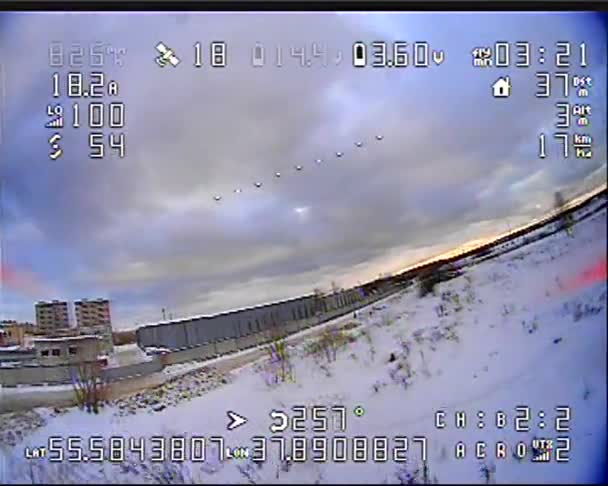 Digitale Crash Effect Camera Van Een Drone Met Uitzicht Witte — Stockvideo