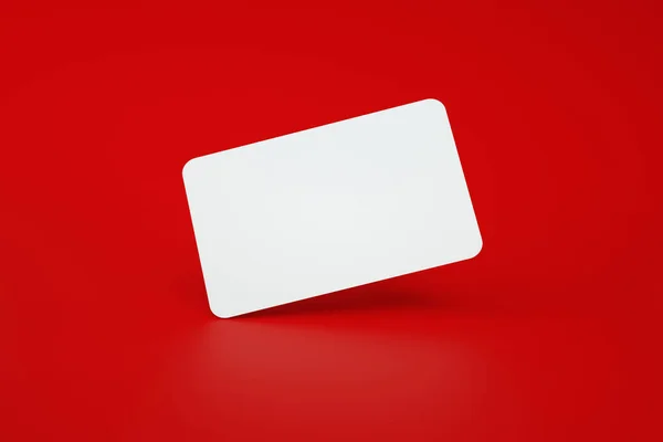 Kırmızı Arkaplan Üzerinde Boş Kredi Kartı Görüntüleme Model Resim — Stok fotoğraf