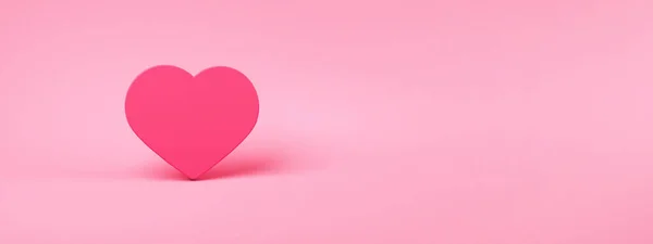 Pink Heart Pink Background Render Panoramic Layout — Zdjęcie stockowe