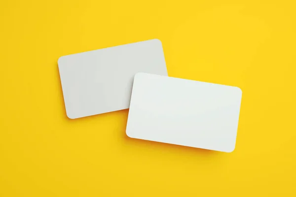 Rounded Corners Business Cards Yellow Background Layout Design Template — Stok fotoğraf