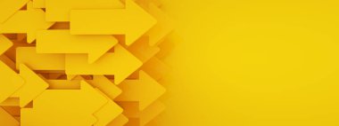 Sarı oklar arka plan, 3D görüntüleme, iş dünyası lideri konsepti