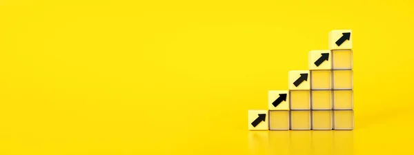 Business Concept Groei Succes Proces Blokjes Stapelen Als Stap Trap — Stockfoto