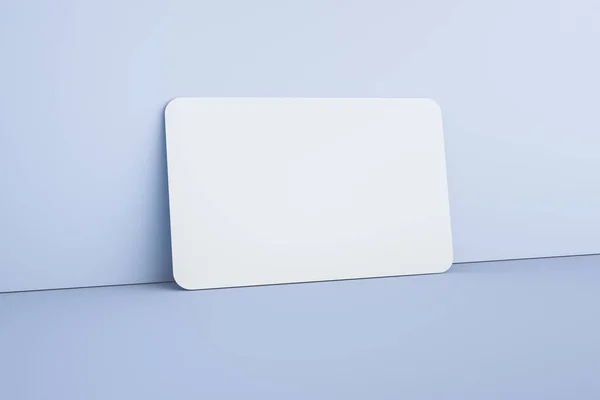 Cartão Crédito Branco Sobre Fundo Roxo Renderização Imagem Mockup — Fotografia de Stock