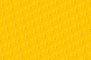 Cilt Parlatıcı Kod simgesi. 3D oluşturulmuş dijital sembol sarı desen arkaplanı.