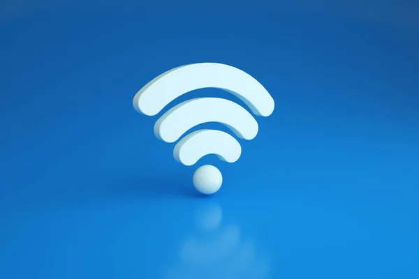 Symbole Wifi Sur Fond Bleu Rendu — Photo