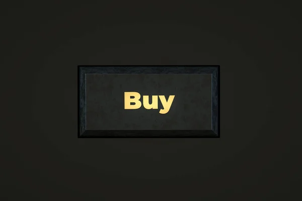 Buy Button Black Background Rendering — Stockfoto