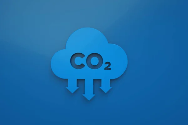 cloud of CO2 gas over blue background, 3d render, reduce CO2 emissions to limit climate change and global warming