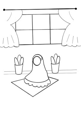 Kız rahat evinde dua ediyor.