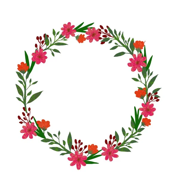 Wreath Flowers White Background — Stockfoto