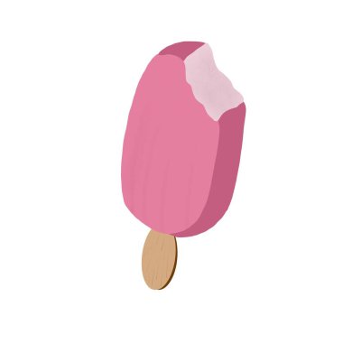 Beyaz arka planda çilek ve vanilya konisi