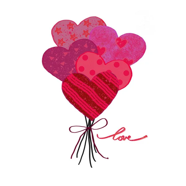 Heart Balloons Illustration White Background — Stock Photo, Image