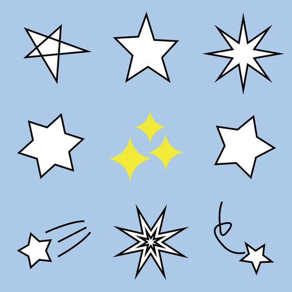 Varie Forme Icone Stellari Illustrazione Immagine Vettoriale — Vettoriale Stock