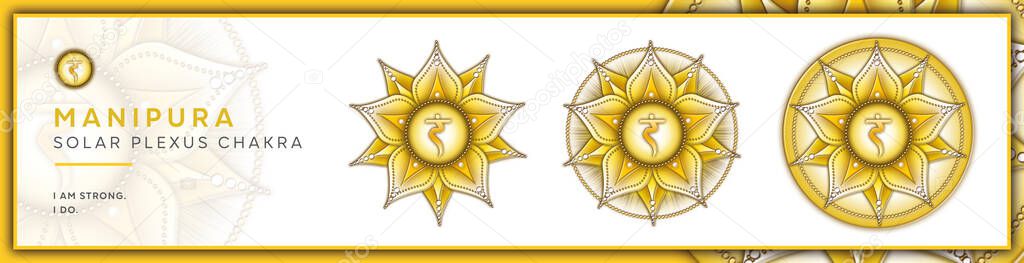 Chakra Symbols, Solar Plexus Chakra - MANIPURA - Strength, Personality, Power, Determination - 