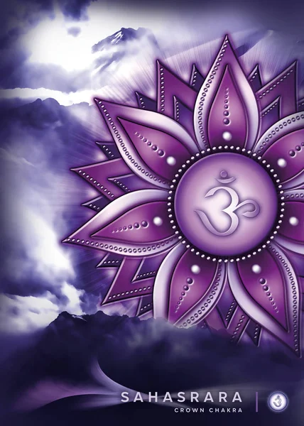 Poster Wallpaper Crown Chakra Symbol Sahasrara Artwork Mystical Nature Elements — Stockfoto