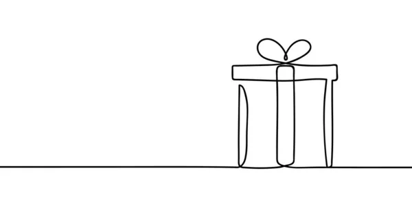 Nepřetržitá Jednořádková Kresba Vánoční Dárkové Krabice Mašlí Mašlí Narozeninový Dárkový — Stockový vektor