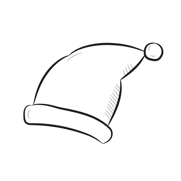 Chapeau Santa Dessiné Main Icône Linéaire Noire Casquette Père Noël — Image vectorielle